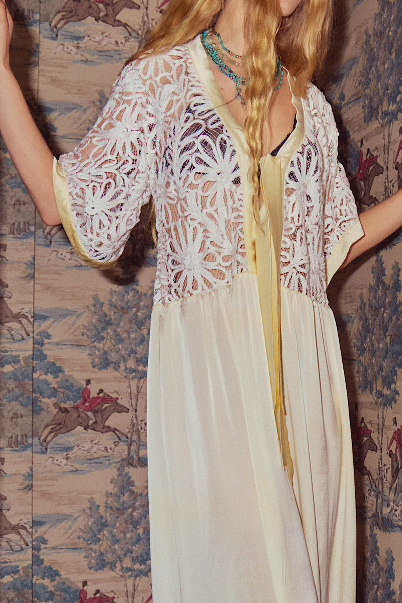 Dream a Little Dream of Me Silk + Corded Lace Maxi Dress