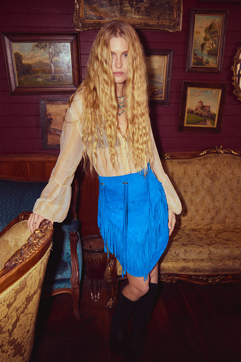 Break On Through Silk Blouse - Yellow Stripe