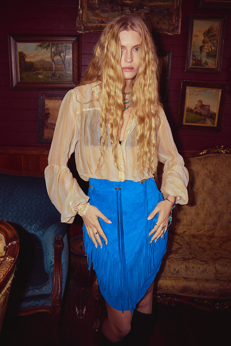 Break On Through Silk Blouse - Yellow Stripe