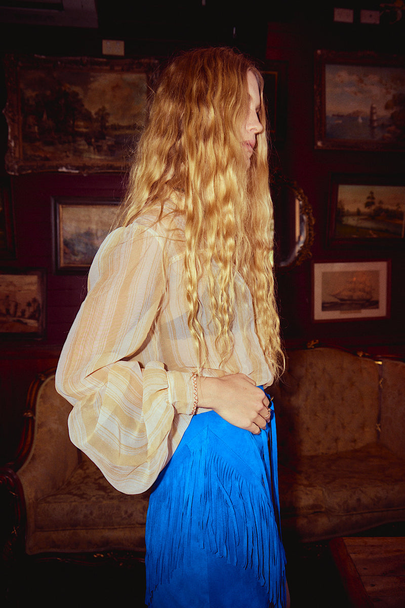Break On Through Silk Blouse - Yellow Stripe
