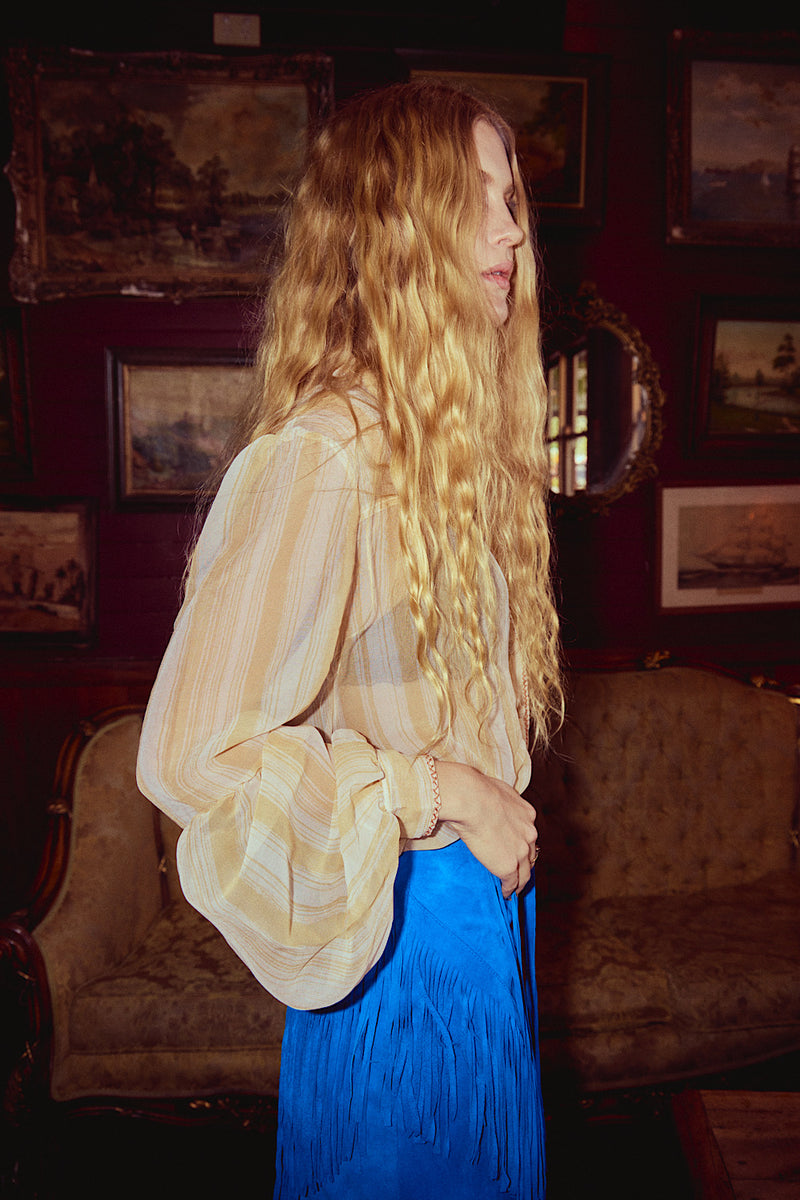 Break On Through Silk Blouse - Yellow Stripe