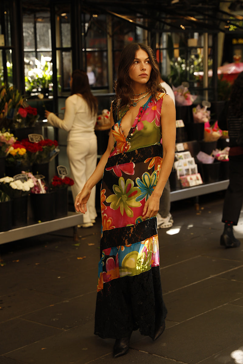 Sunshine of Your Love Silk + Lace Dress