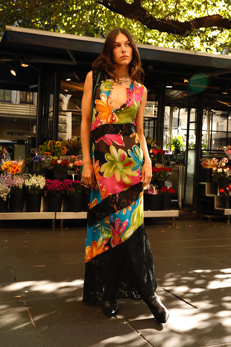 Sunshine of Your Love Silk + Lace Dress
