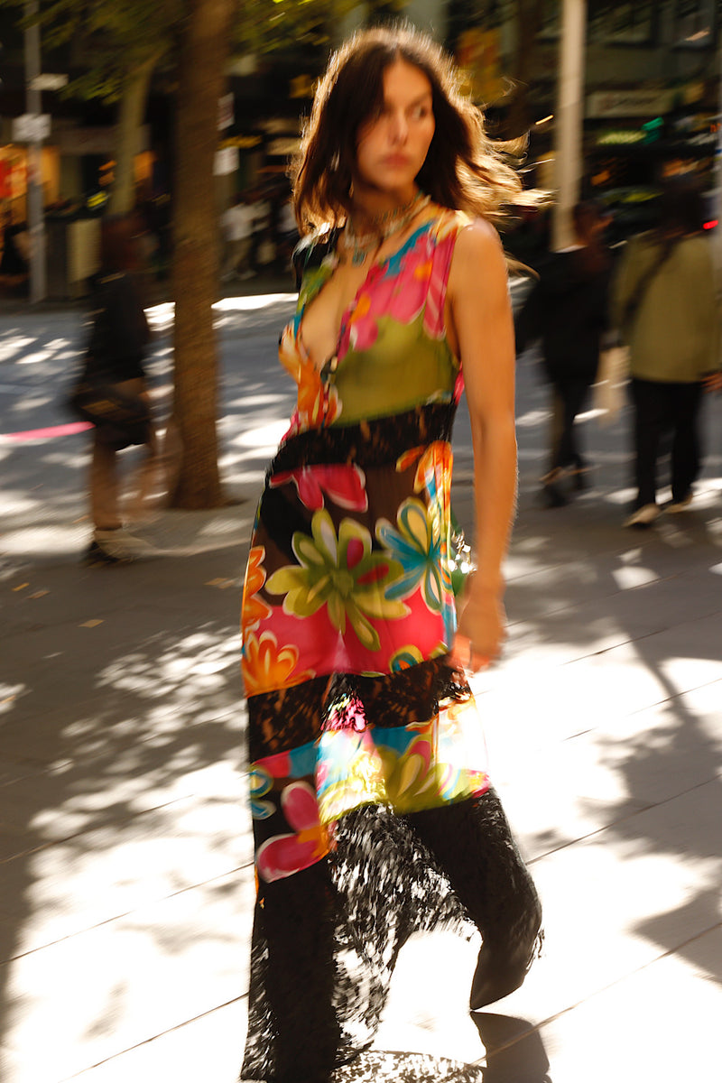 Sunshine of Your Love Silk + Lace Dress