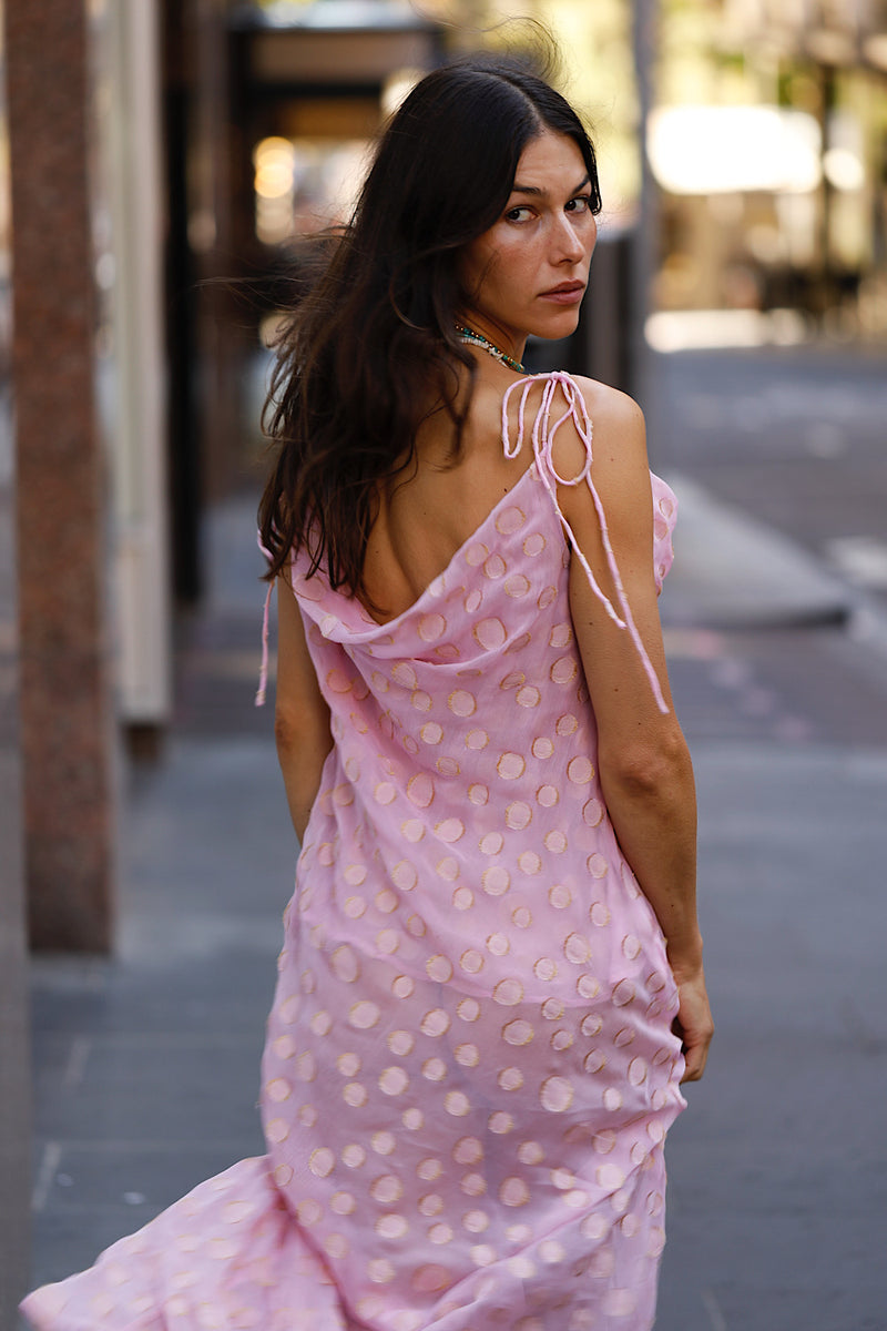 Fade Into You Silk Cowl Neck Midi Dress