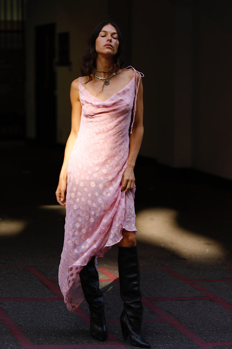 Fade Into You Silk Cowl Neck Midi Dress