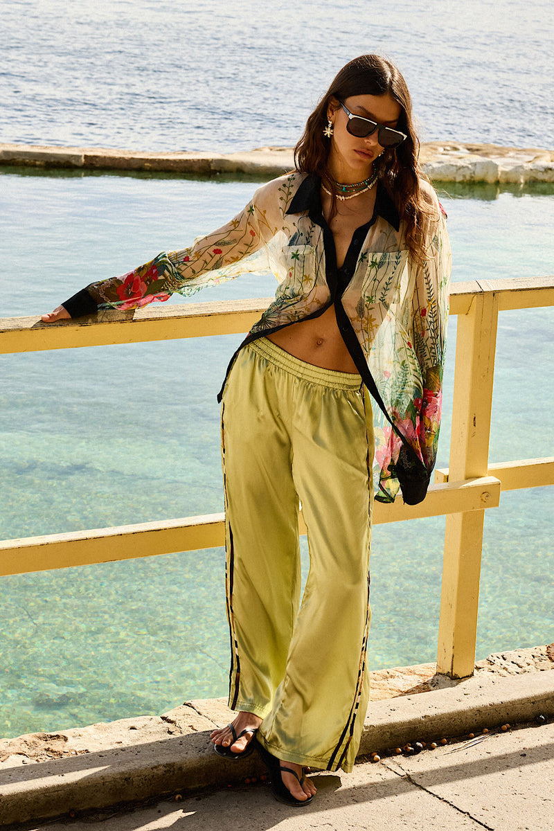Long Long Time Silk Pants - Green