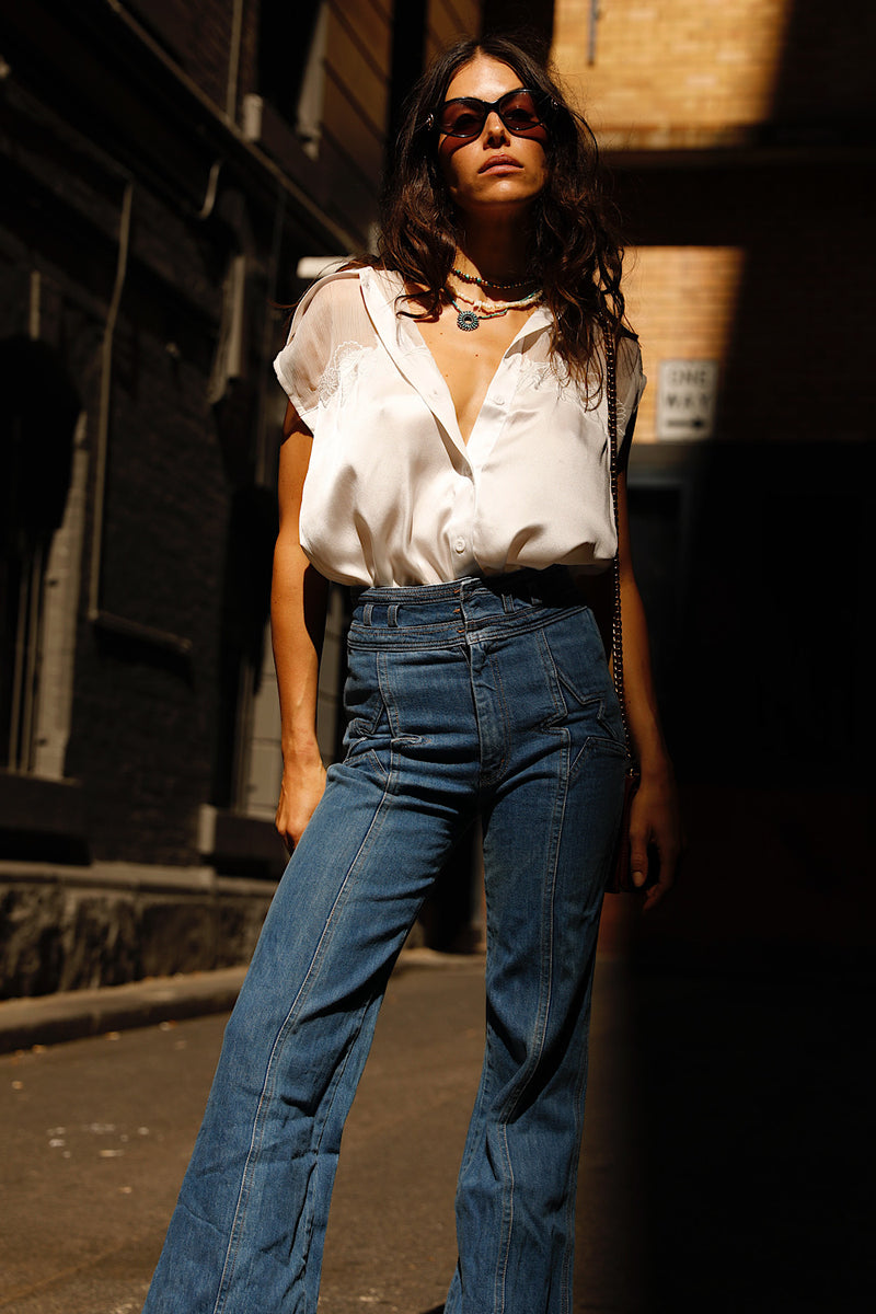 Nights in White Silk Silk Blouse
