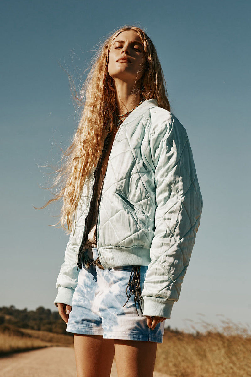 Coconut Grove Velvet Embroidered Reversible Bomber Jacket