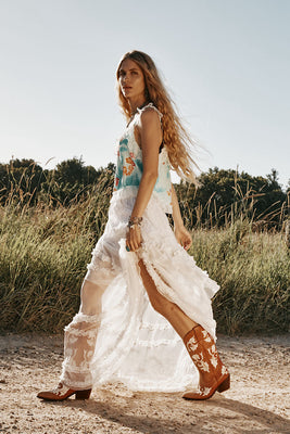 Sunshine Lace + Silk Skirt - Ivory