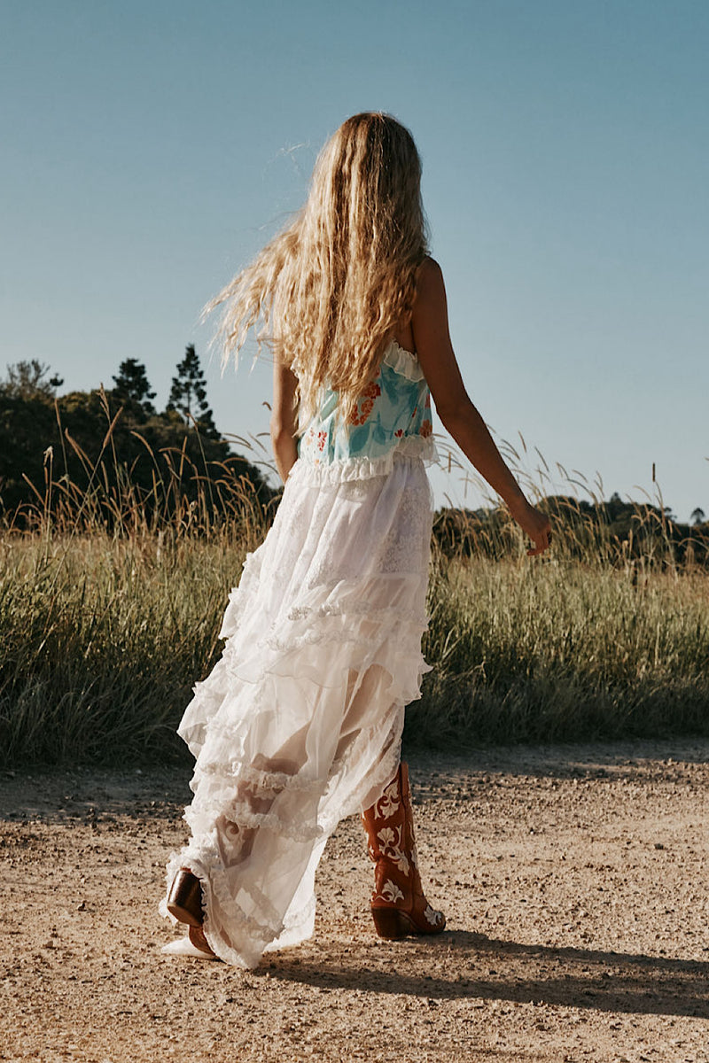 Sunshine Lace + Silk Skirt - Ivory