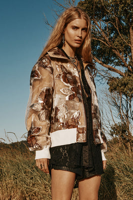 Golden Touch Organza Bomber Jacket