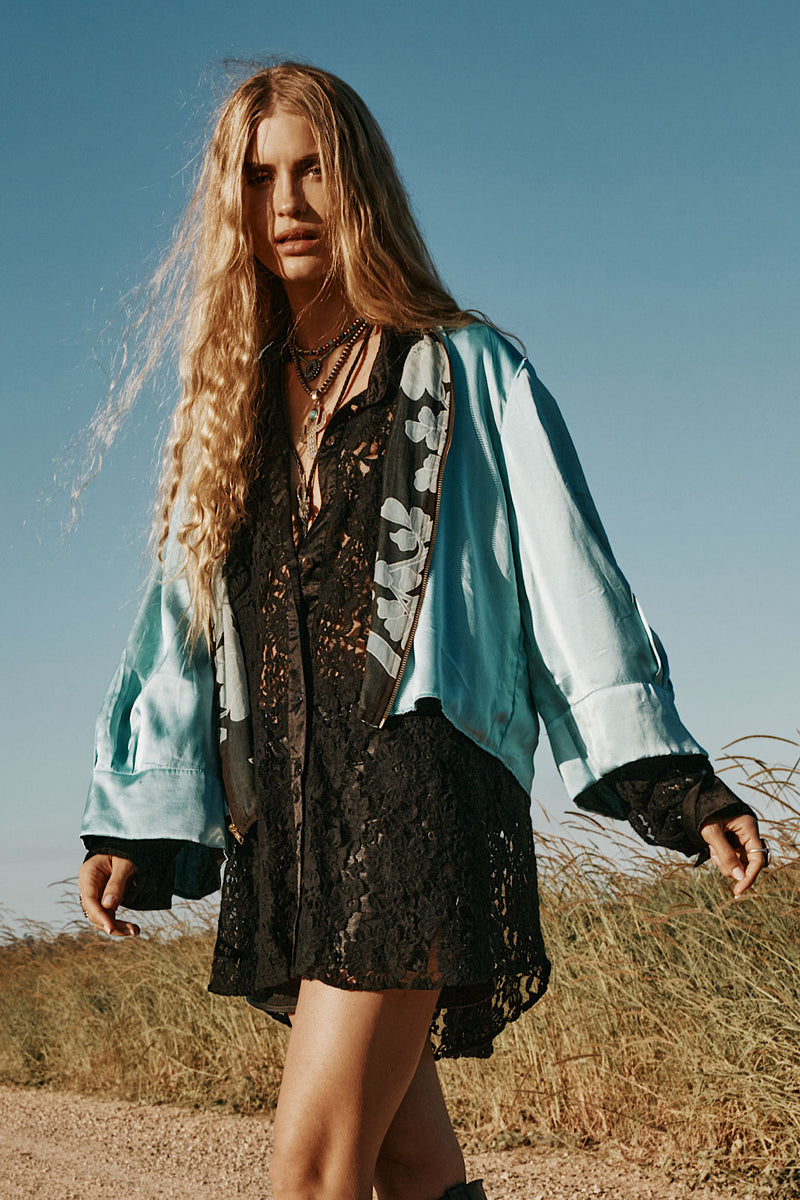 Die With A Smile Silk Satin + Lace Shirt