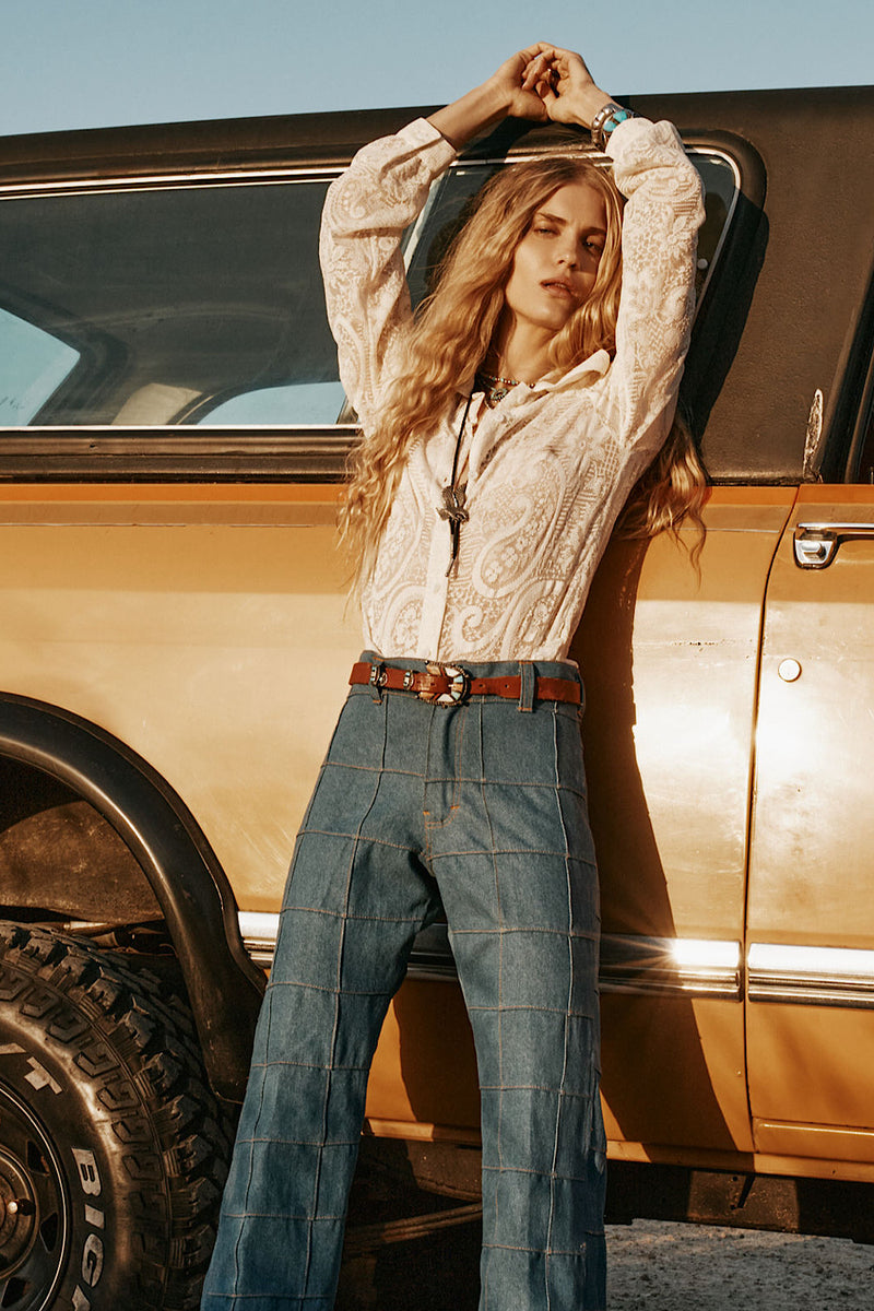 Sweet Virginia Paisley Lace Long Sleeve Shirt