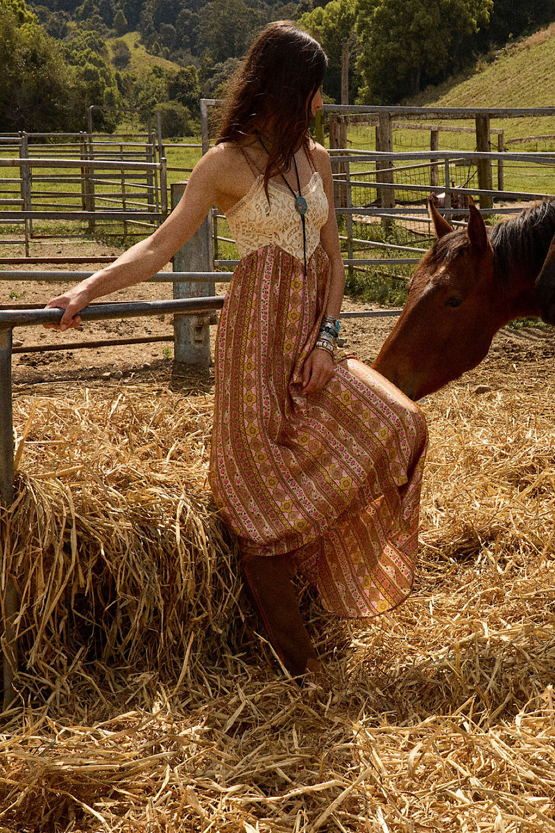 If I Could Silk Satin + Lace Maxi Dress