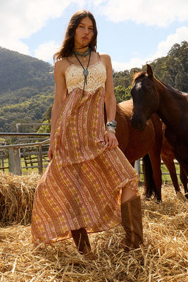 If I Could Silk Satin + Lace Maxi Dress