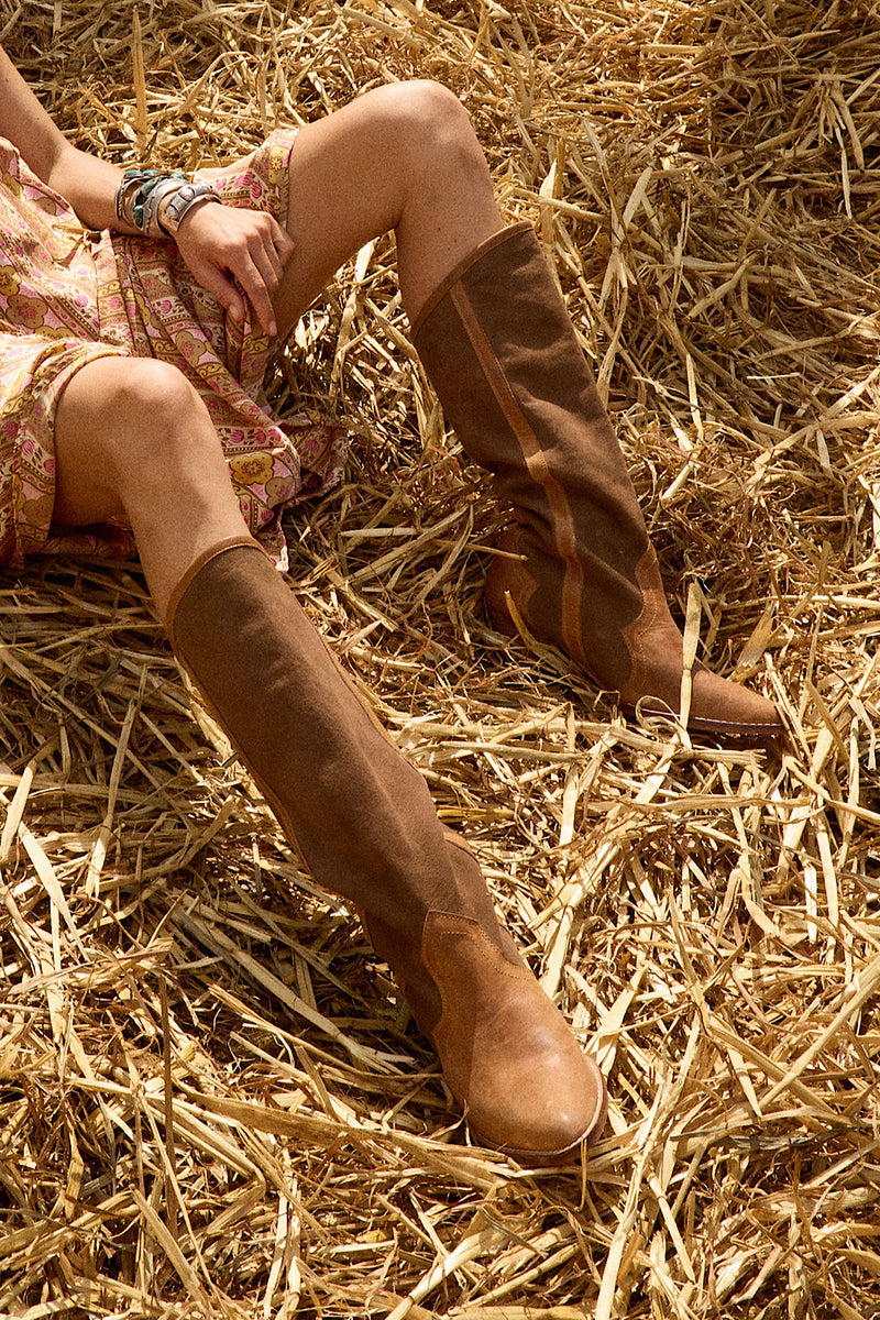 Sundance Suede + Leather Boots - Brown