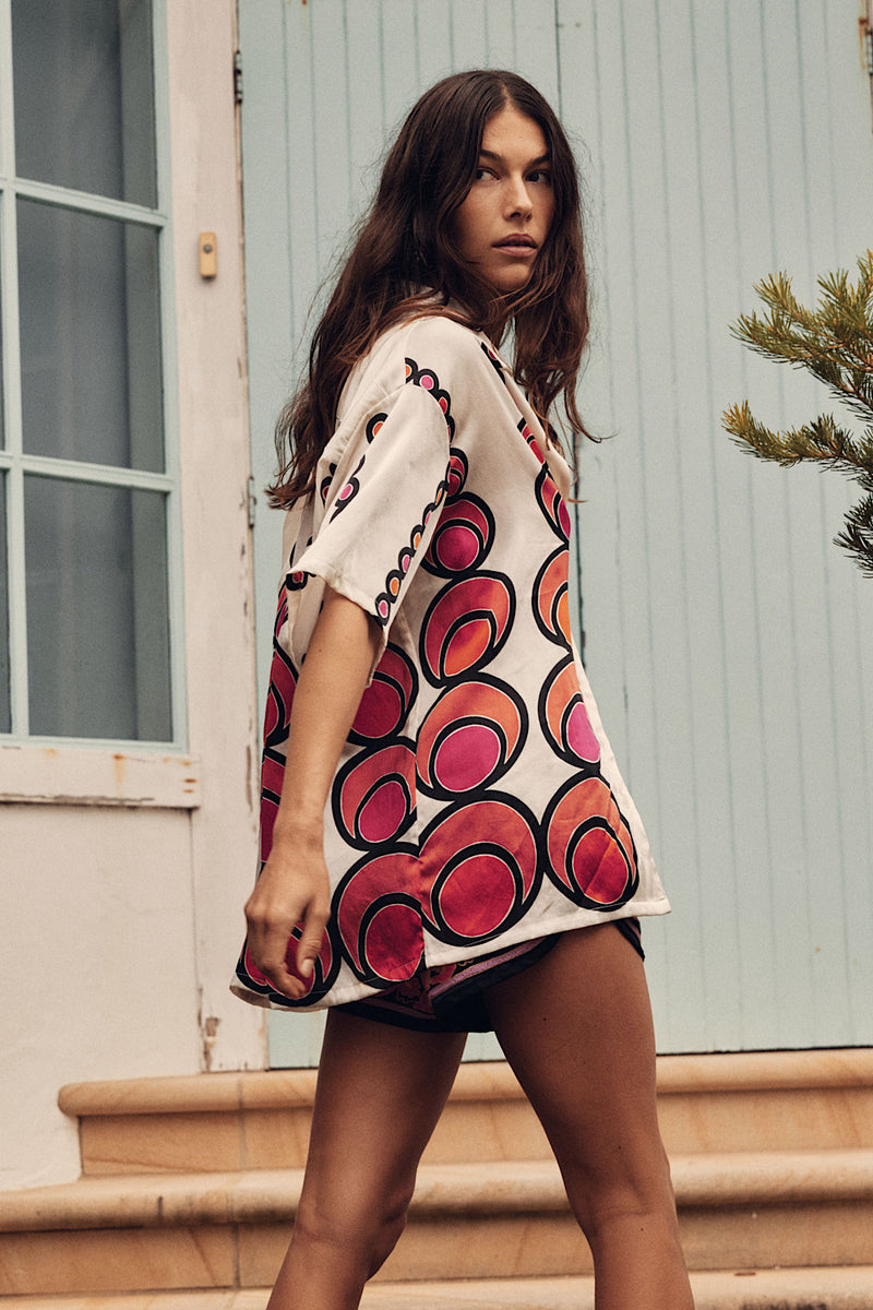 Spinning Wheel Hand Painted Silk Oversized Shirt