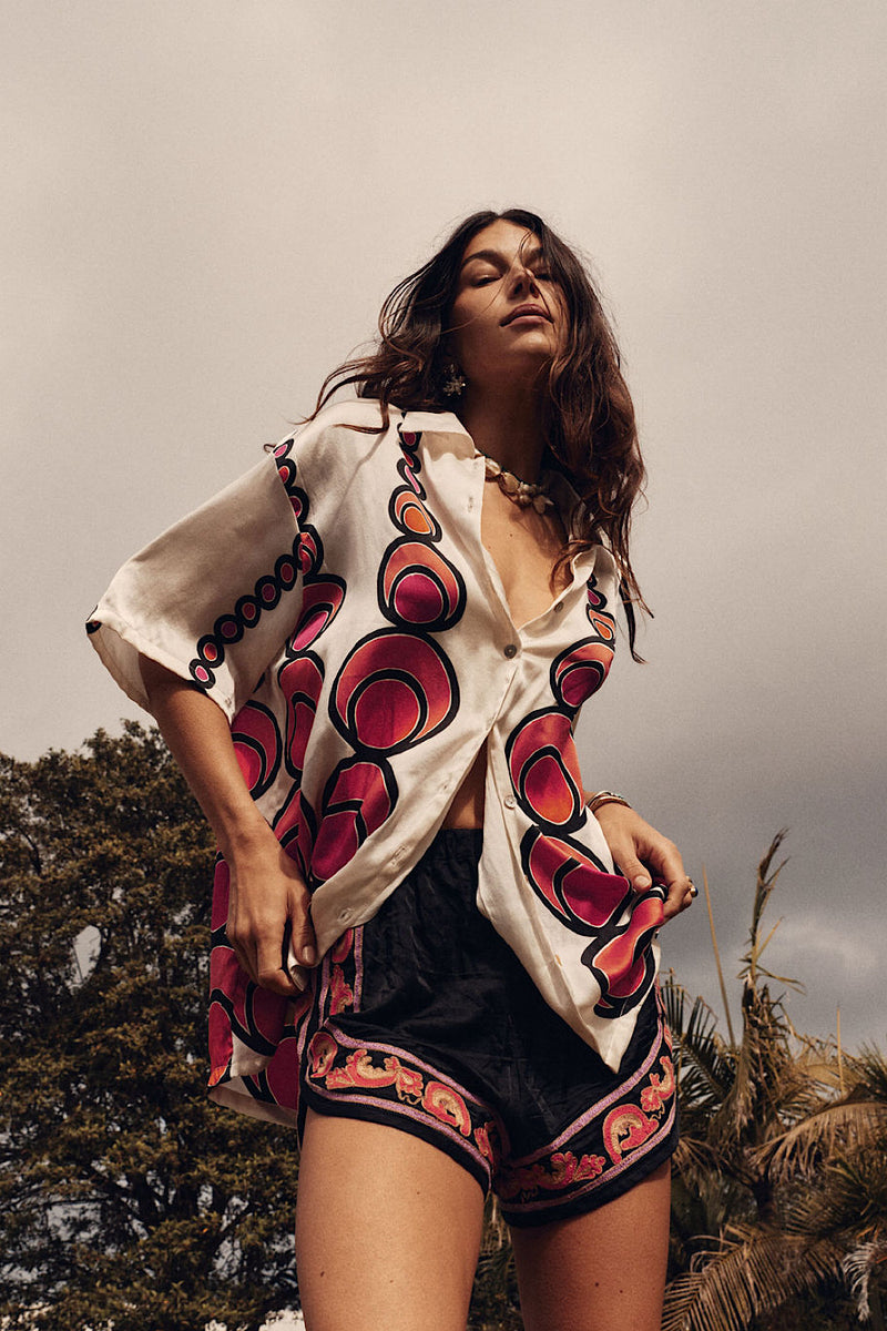 Spinning Wheel Hand Painted Silk Oversized Shirt