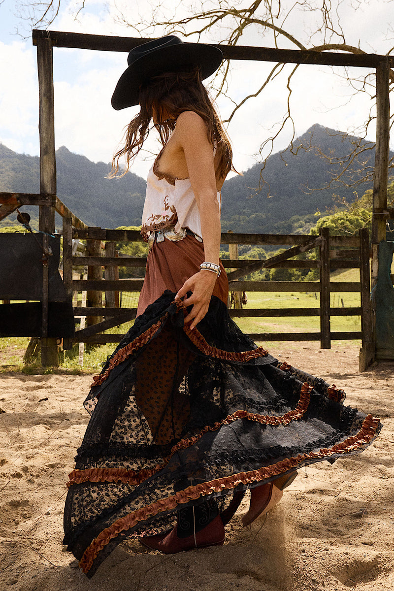 Sunshine Silk Skirt - Tobacco
