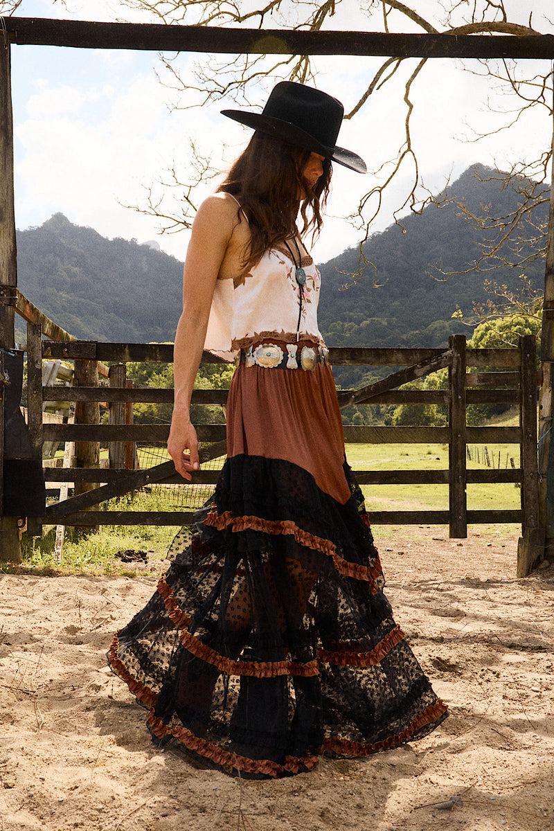 Sunshine Silk Skirt - Tobacco