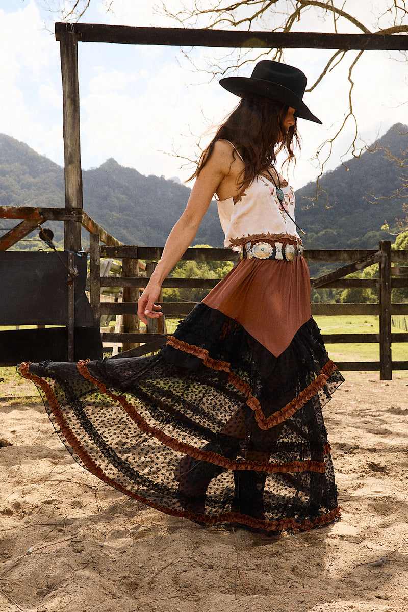 Sunshine Silk Skirt - Tobacco