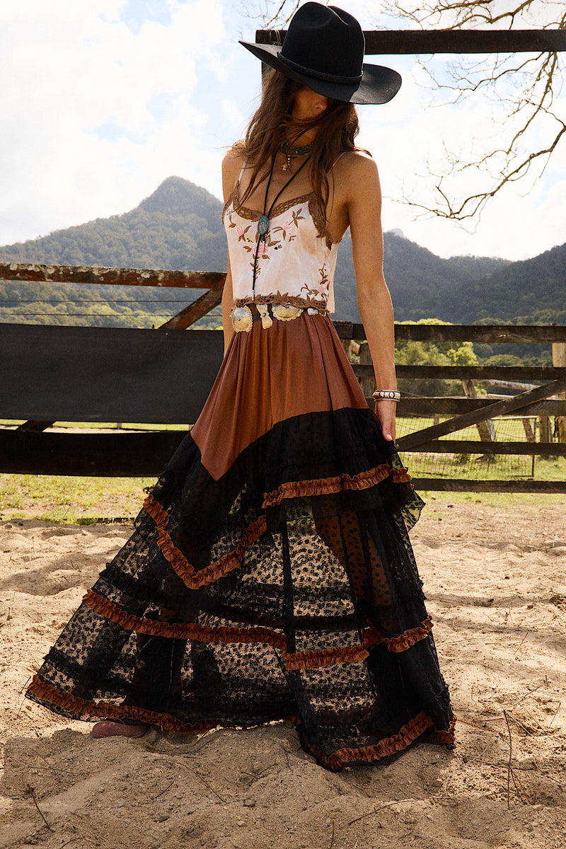 Sunshine Silk Skirt - Tobacco