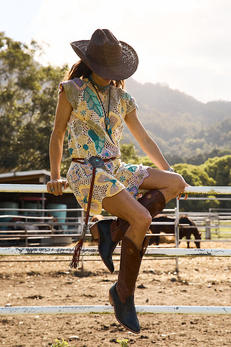 Free As The Wind Crochet Mini Dress
