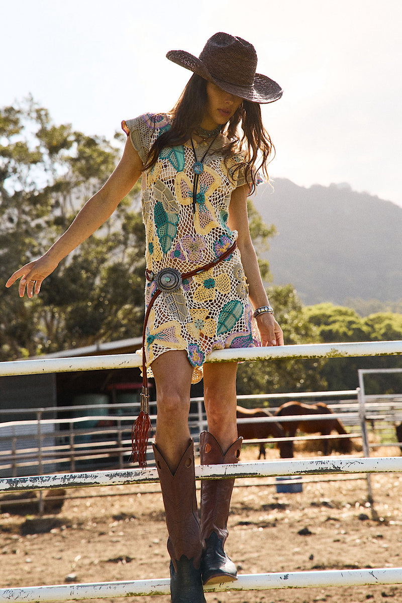 Free As The Wind Crochet Mini Dress