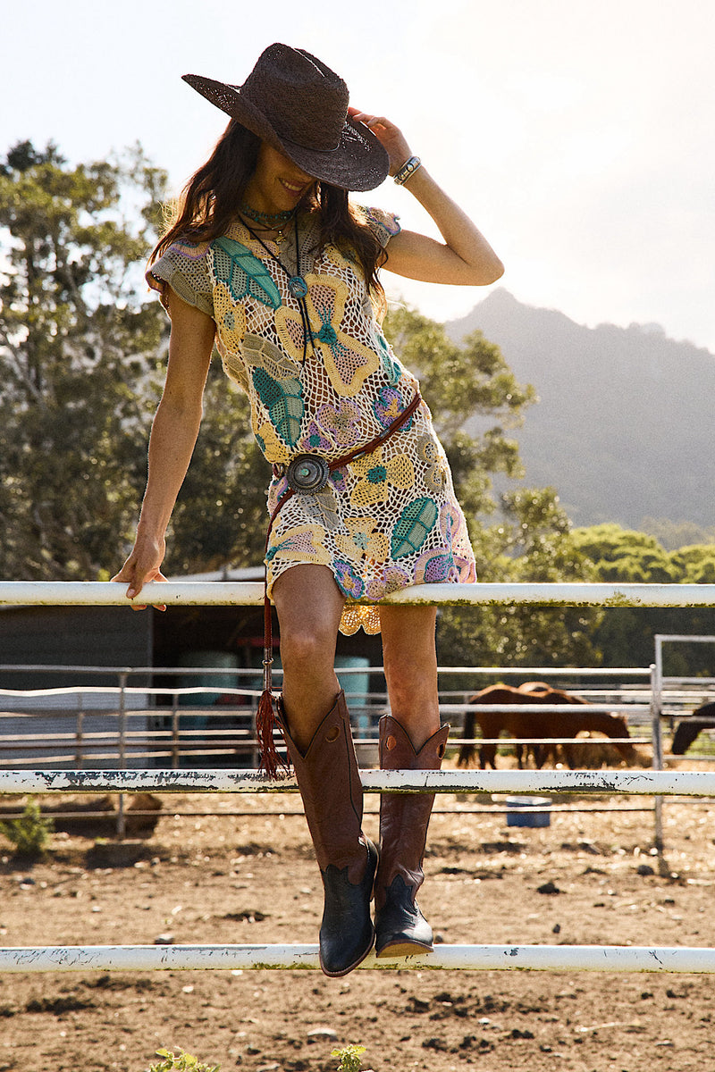 Free As The Wind Crochet Mini Dress