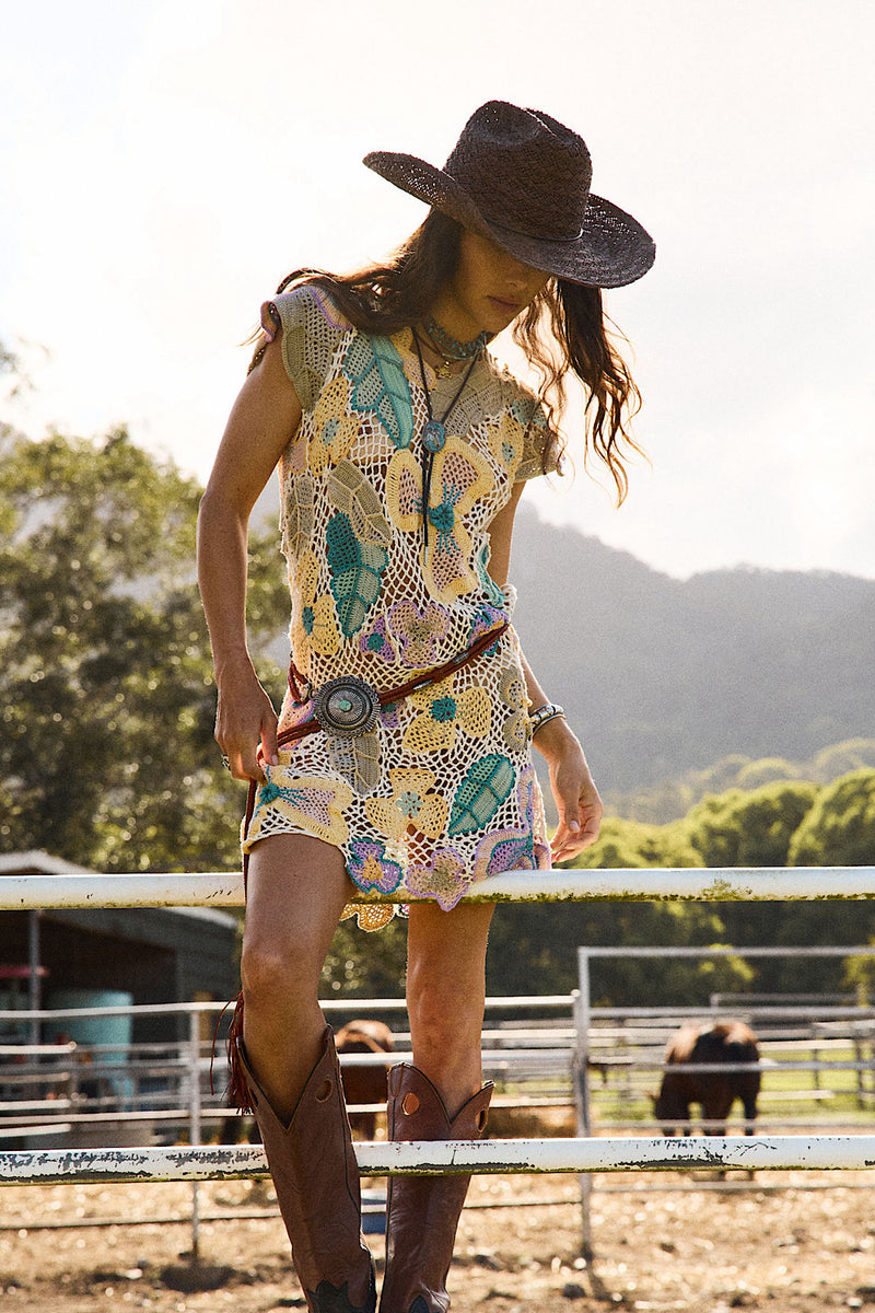 Free As The Wind Crochet Mini Dress