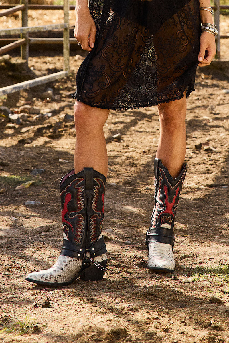 Highwayman Leather Harness Cowboy Boots