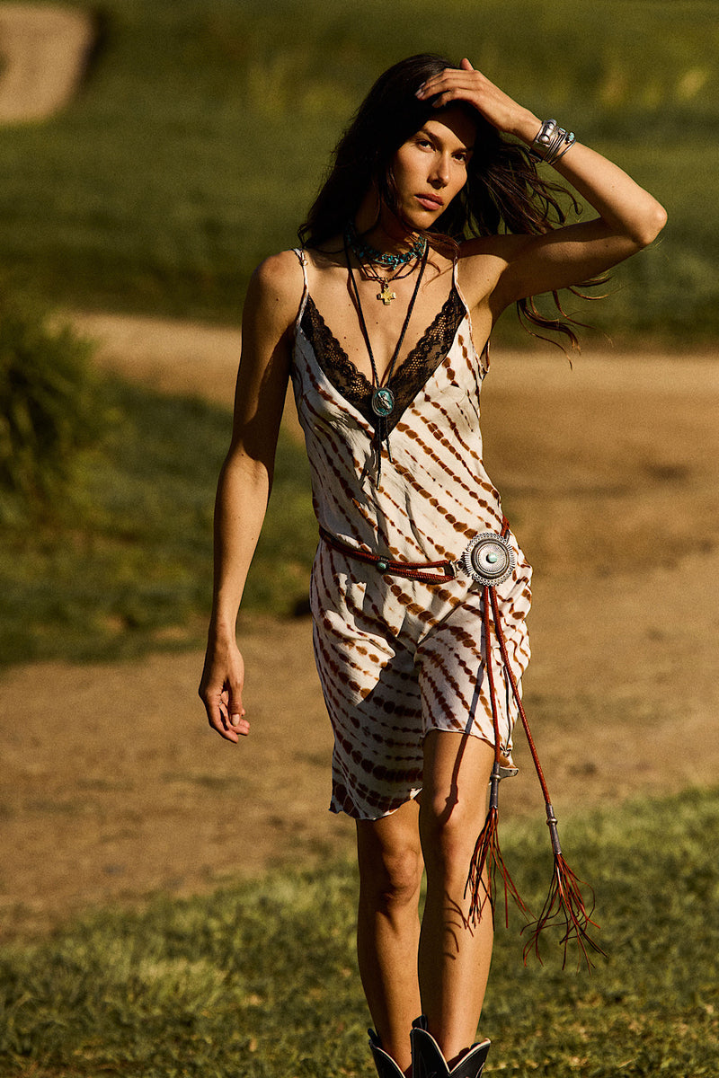 Burning Desire Silk Crepe Midi Slip Dress - Sand