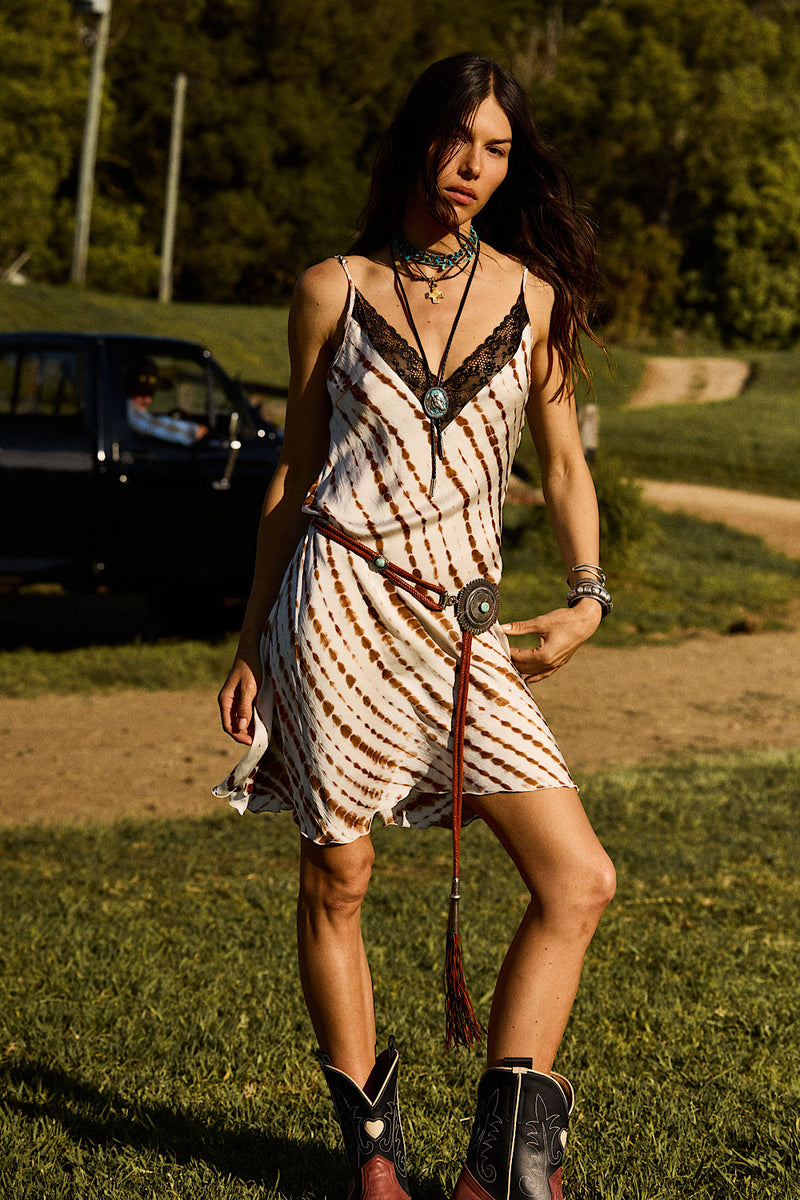 Burning Desire Silk Crepe Midi Slip Dress - Sand