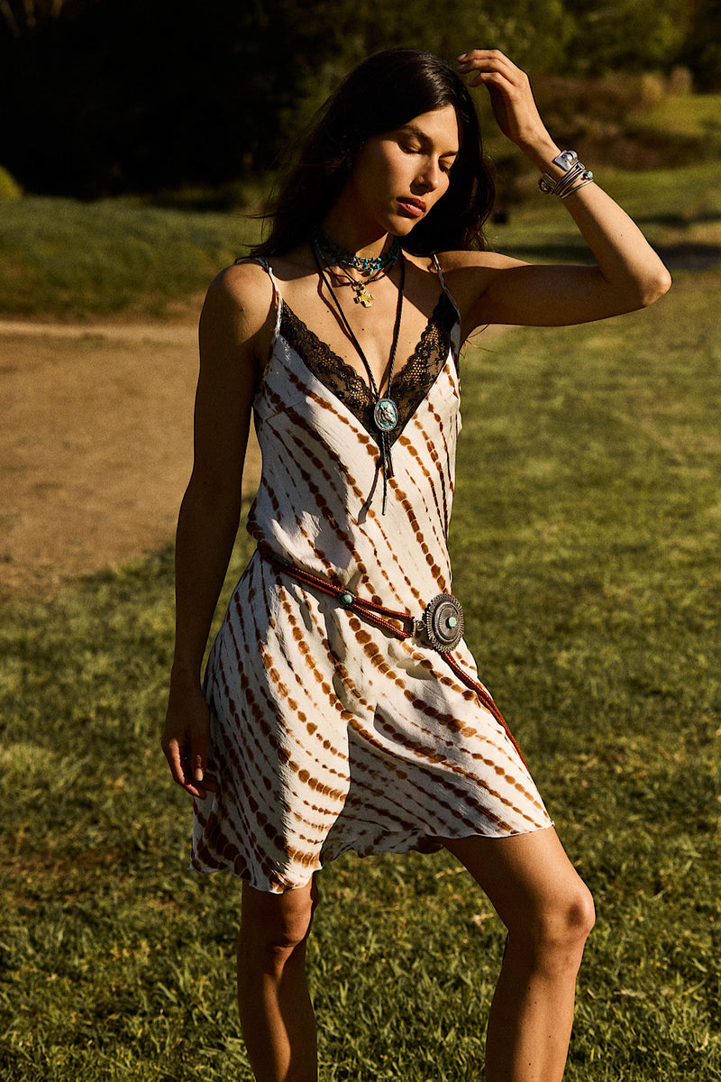 Burning Desire Silk Crepe Midi Slip Dress - Sand