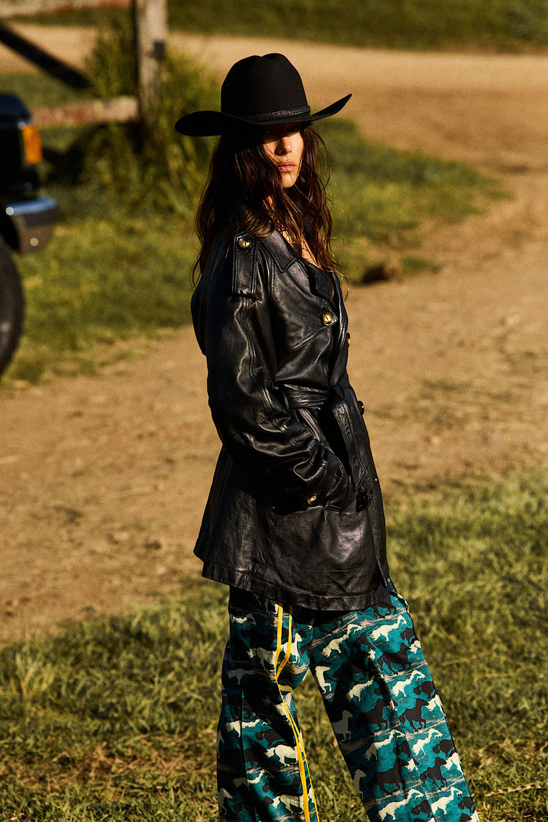 Night Flight Leather Trench Coat
