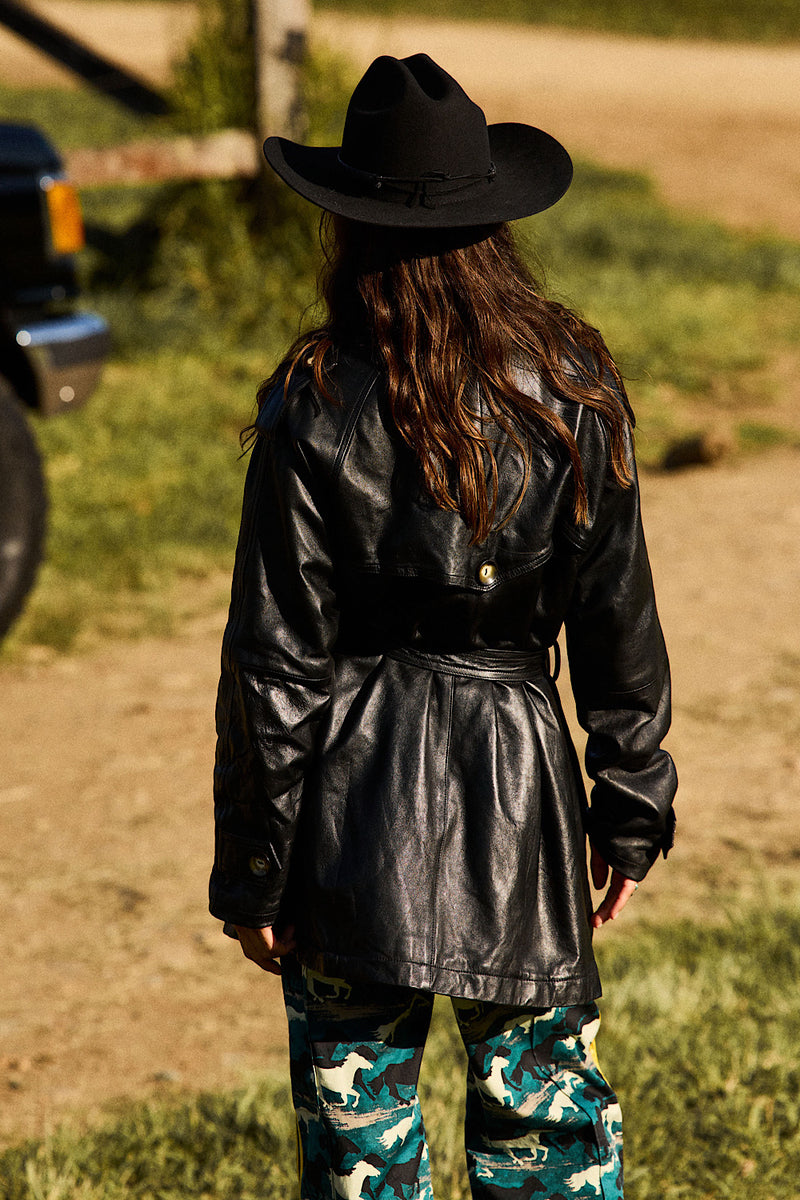 Night Flight Leather Trench Coat