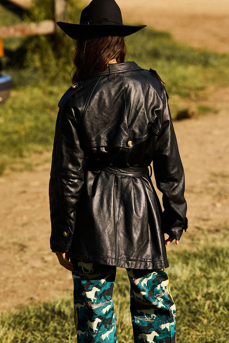 Night Flight Leather Trench Coat