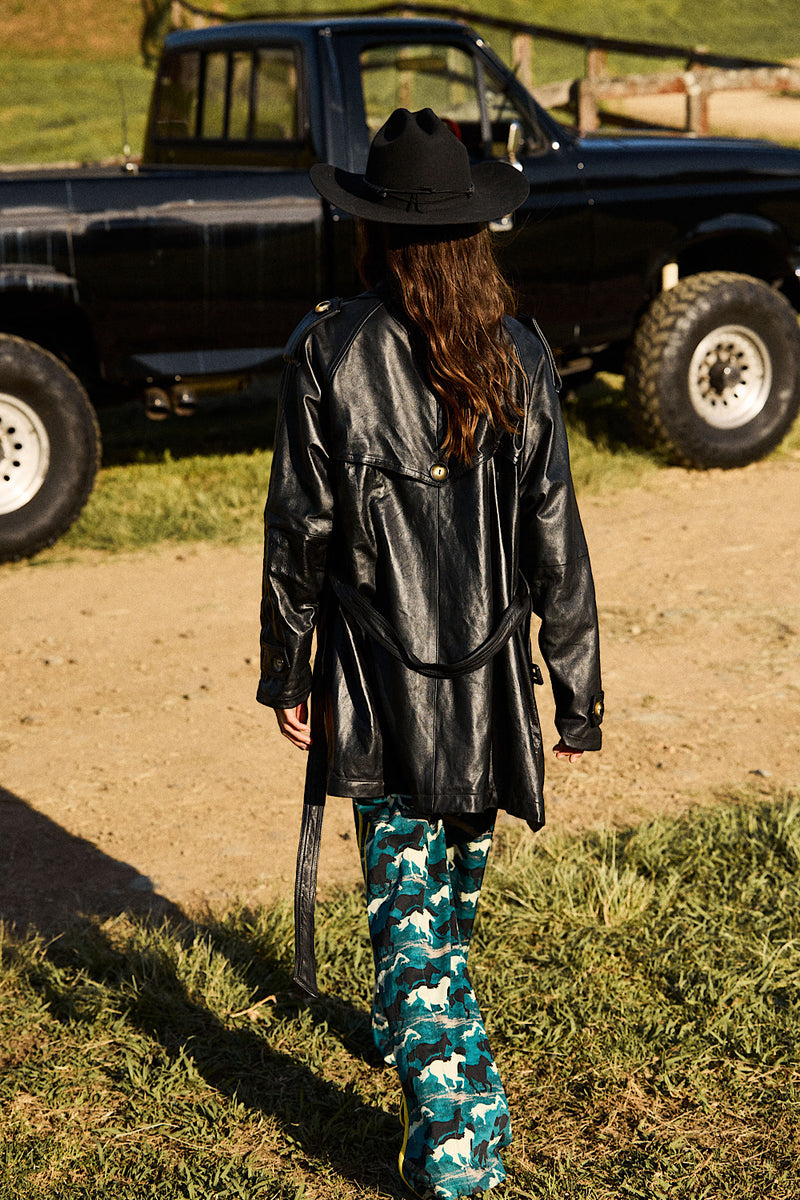 Night Flight Leather Trench Coat