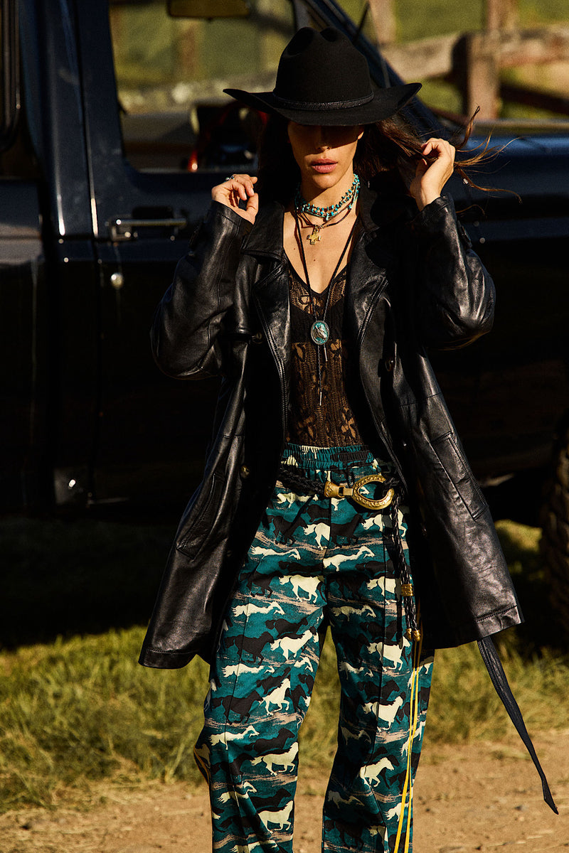 Night Flight Leather Trench Coat