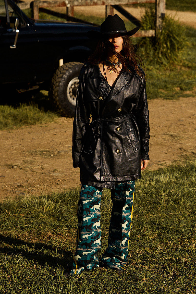Night Flight Leather Trench Coat