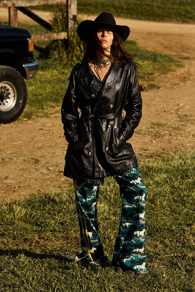Night Flight Leather Trench Coat