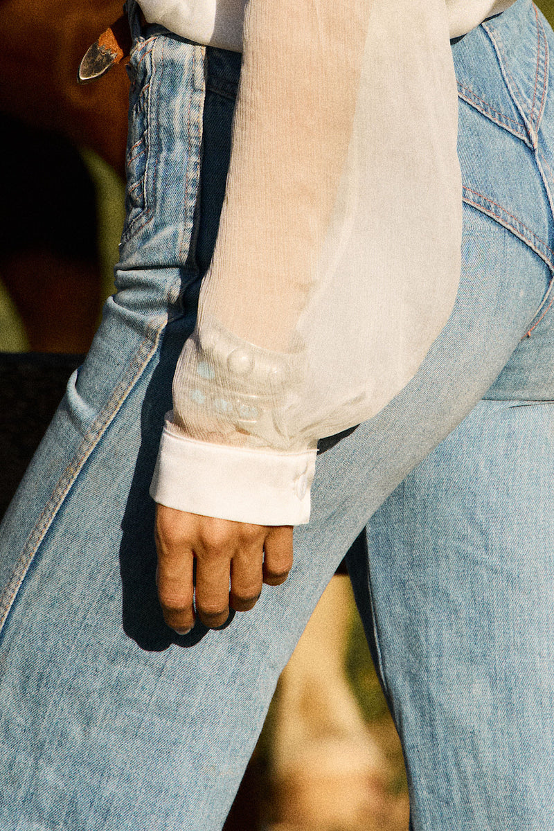 Nights in White Silk Long Sleeve Blouse