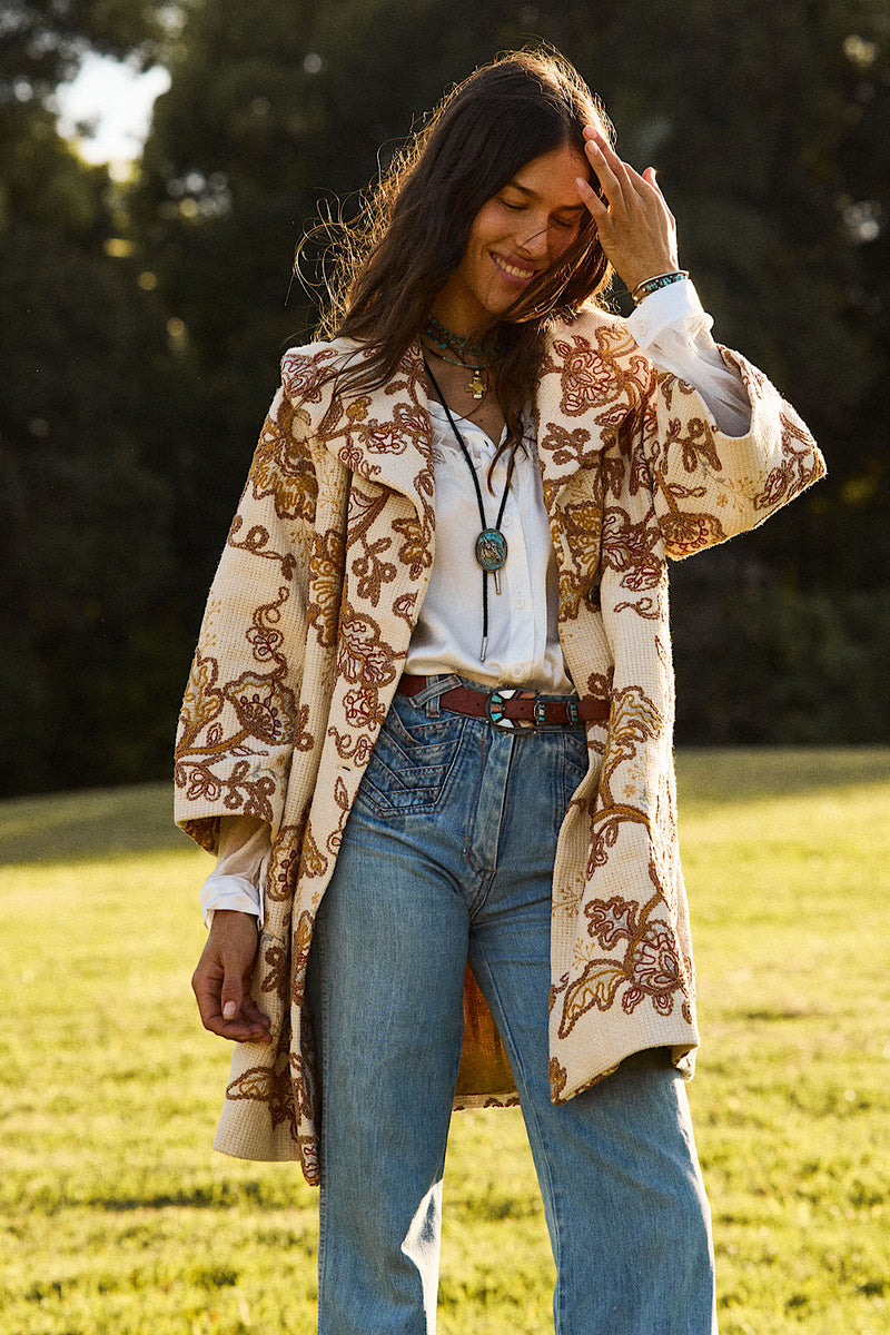 Something In The Air Cotton Embroidered Coat
