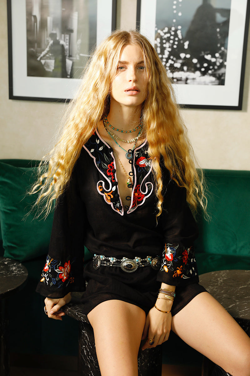 Palomino Embroidered Cotton Tunic Dress