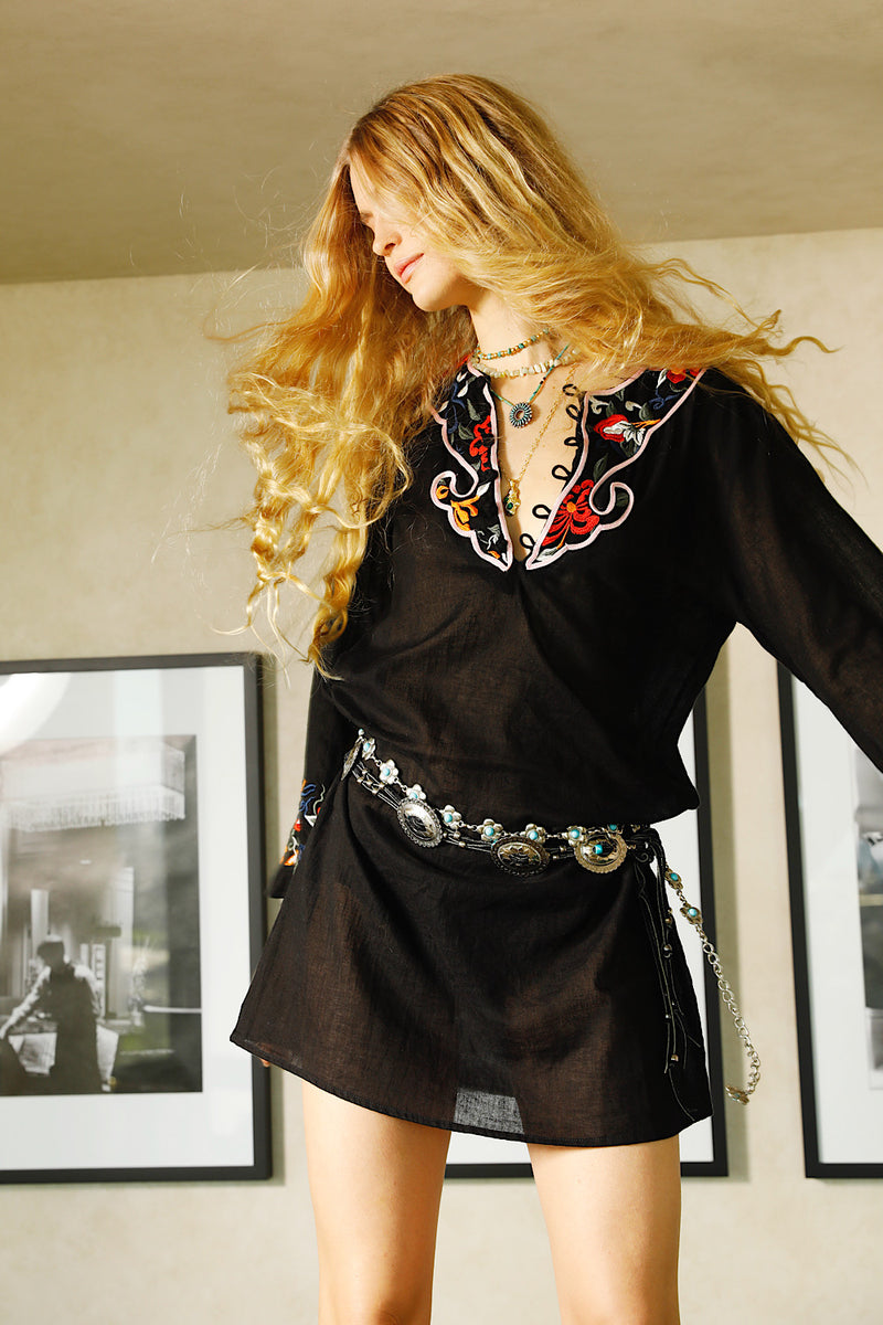Palomino Embroidered Cotton Tunic Dress