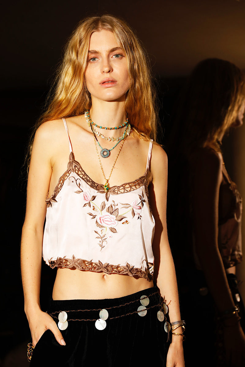 Rosemary Silk Embroidered Camisole