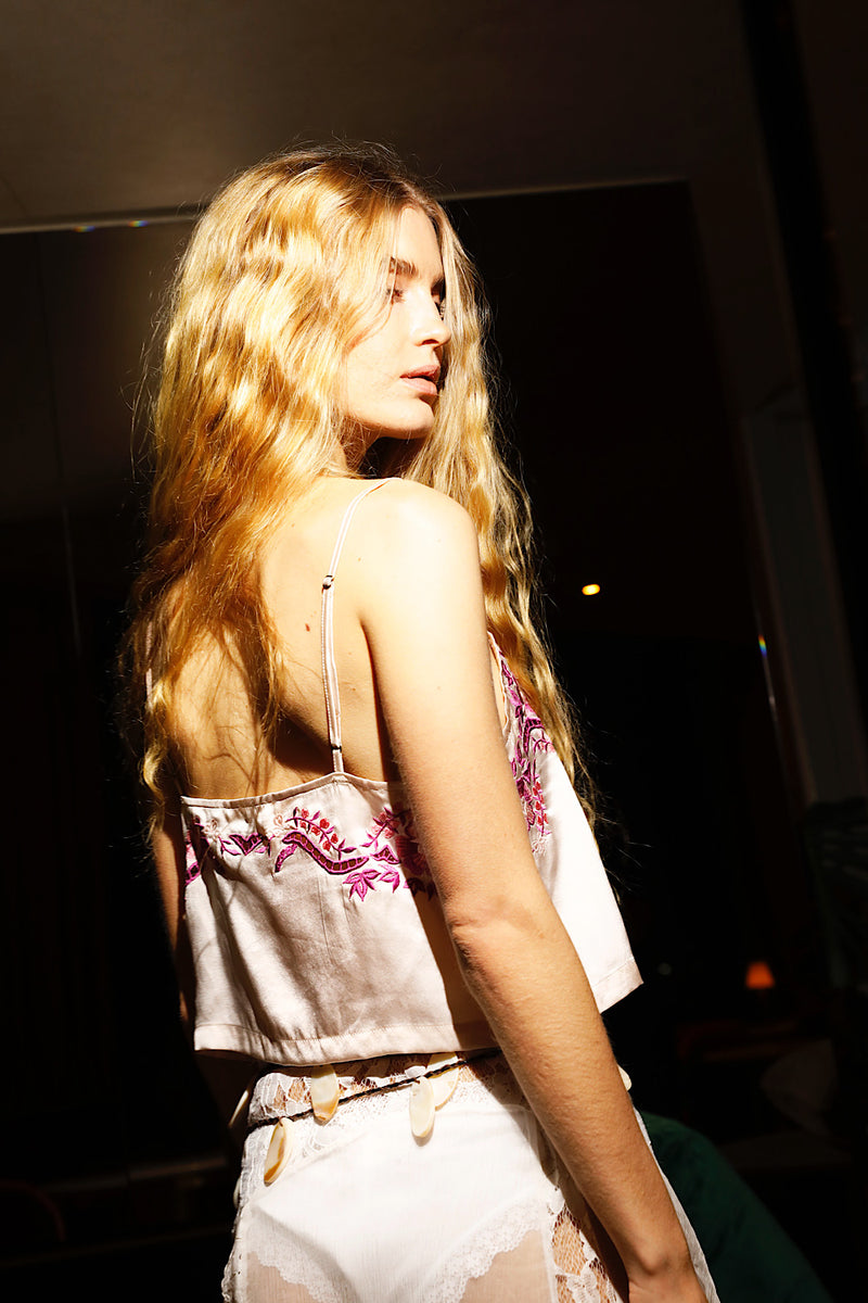 Kiss From A Rose Silk Embroidered Camisole