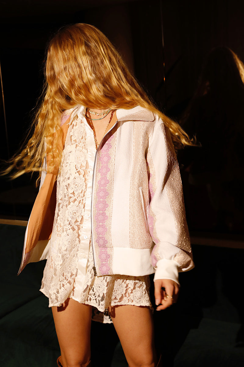 Lorelei Lace + Silk Satin Long Sleeve Shirt