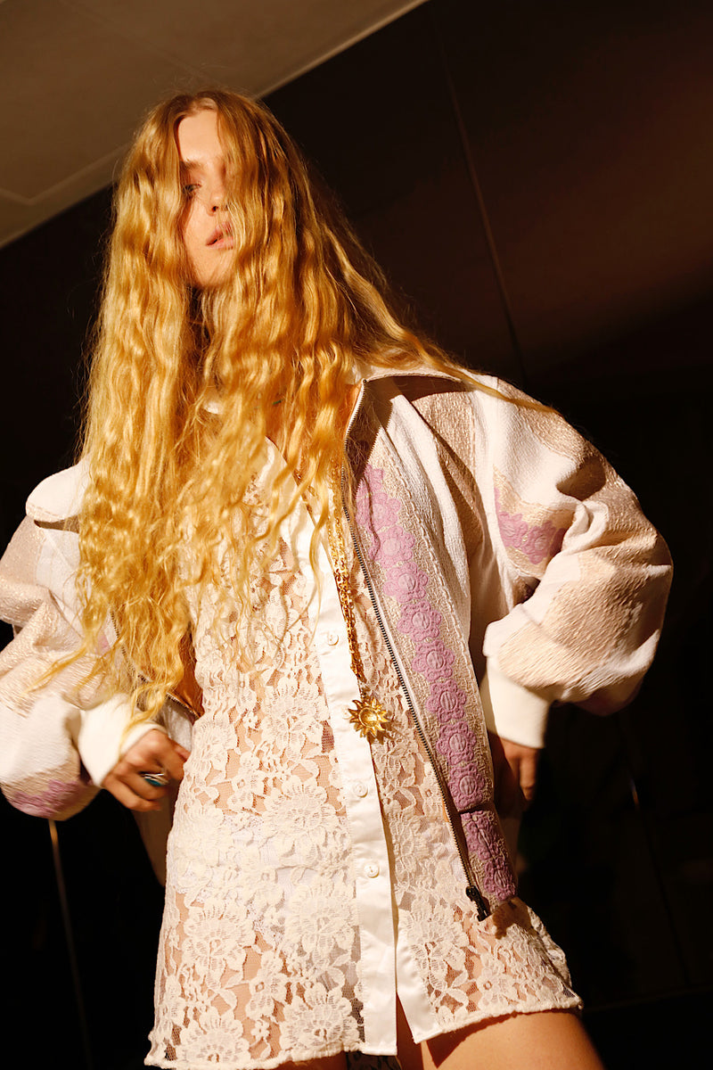 Lorelei Lace + Silk Satin Long Sleeve Shirt